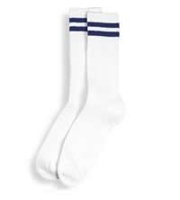 White Cotton Crew Length Sock - L